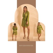 Bonitas Düğmeli Simli Pareo 22124 - Fıstık Yeşil