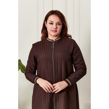 FERACE Kadın Büyük Beden Fermuarlı Kapitone Kap