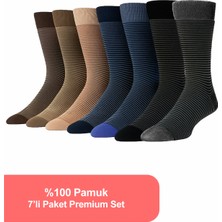 Nisanca 7'li Pamuk Erkek Soket Çorap Seti - Karışık Renkli Çemberli Çorap