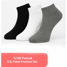 Nisanca 3'lü Pamuk Erkek Patik Çorap Seti - Karışık Renkli- Erkek Sneaker Çorap