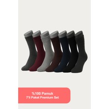 Nisanca 7'li Pamuk Erkek Soket Çorap Seti - Karışık Renkli Düz Çorap