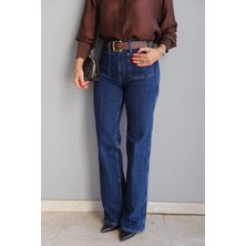 Purple By Banu Lacivert Ön Cep Detay Jean Pantolon