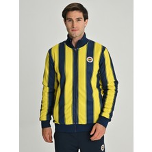 Fenerium Erkek Trıbun Çubuklu Peluş Çift Taraf Lacivert - Sarı Renk 4XL Beden