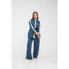 SASILVA Şerit Detaylı Kuşaklı Geniş Paça Kadın Takım K1725