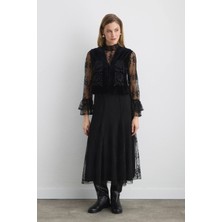 Gusto Anka Koleksiyonu Dantel Uzun Etek - Siyah