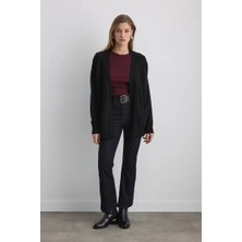 Gusto Rahat Kesim Yünlü Triko Hırka - Siyah