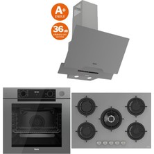 Ferre Steam Plus 75 Serisi 3lü Cam Ankastre Set (QEP64CPR-RS038-D065-SA)