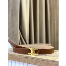 Erdesign Kadın  Taba Kemer  Elbise Kemeri Gold Detaylı Taba Kemer Ceket  Kemeri