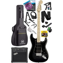 Yenibağ Store MAP-45BK-25AMP 25W Şarjlı Bt Amfili Siyah Elektro Gitar Seti Hss Manyetik Maple Klavye Strat Kasa