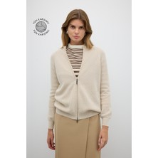 ROMAN Fermuarlı Triko Hırka Bej K2671036_024