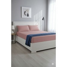 Favora %100 Pamuk Ranforce Premium King Size Lastikli Çarşaf Seti - Pudr