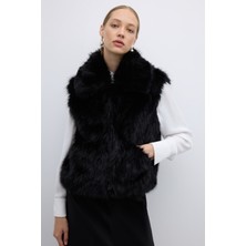 ROMAN Çift Cepli Peluş Yelek Siyah K2617006_001