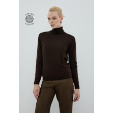 ROMAN %100 Yün Balıkçı Yaka Triko Kahve K2671034_005