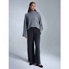 Dilvin 71927 Beli Lastikli Dikiş Detaylı Bol Eşofman-Antrasit M