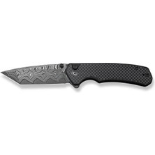 Civivi Brazen Twill Carbon Fiber Overlay On Black G10 Handle Damascus Blade Çakı