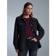 Dilvin 50756 %100 Pamuk Fitted Kot Ceket-Siyah