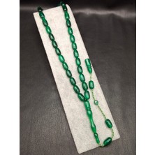 Han Ticarethane Koyu Yeşil Renk Kapsül Kesim Üst Düzey Toz Kehribar Tesbih