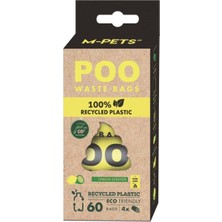 M-Pets 100% Recycled Dışkı Toplama Poşeti 15 Yaprak Limon Kokulu 4lü Paket