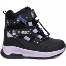 Maxsis Patik 054 Cilt Siyah Lila Kaymaz Kürklü Çocuk Bot