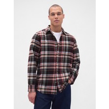 Gap Erkek Bordo Organik Pamuk Relaxed Flannel Gömlek