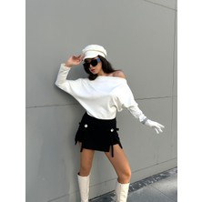 Minaaise Kayık Yaka Bluz Ekru