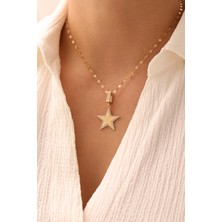 Yavuz Kuyumculuk 14 Ayar Altın Aynalı Zincir Yıldız Kolye