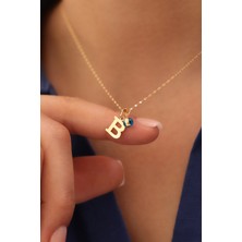 Yavuz Kuyumculuk 14 Ayar Altın Aynalı Zincir Nazar Boncuğu Harf Kolye