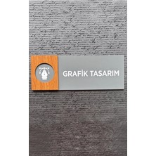 Yönline Grafik Tasarım Kapı Isimliği Kişiselleştirilebilir Antrasit Ceviz Detaylı Kendinden Yapışkanlı