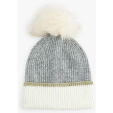 Koton Pon Pon Detaylı Katlı Renk Bloklu Örgü Bere