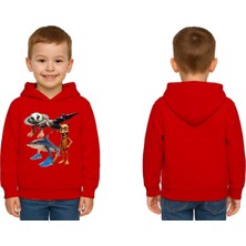 Sedirli Unisex Brainrot Baskılı Çocuk Swaetshirt Kapüşonlu 3 Iplik Şardonlu