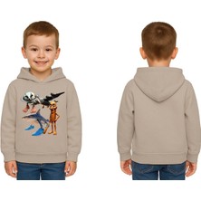 Sedirli Unisex Brainrot Baskılı Çocuk Swaetshirt Kapüşonlu 3 Iplik Şardonlu