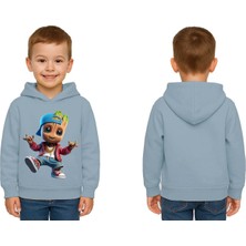 Sedirli Unisex Groot Baskılı Çocuk Swaetshirt Kapüşonlu 3 Iplik Şardonlu