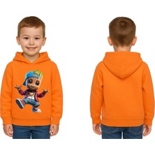Sedirli Unisex Groot Baskılı Çocuk Swaetshirt Kapüşonlu 3 Iplik Şardonlu