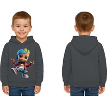 Sedirli Unisex Groot Baskılı Çocuk Swaetshirt Kapüşonlu 3 Iplik Şardonlu