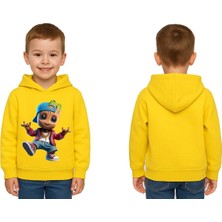 Sedirli Unisex Groot Baskılı Çocuk Swaetshirt Kapüşonlu 3 Iplik Şardonlu