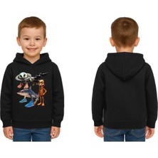 Sedirli Unisex Brainrot Baskılı Çocuk Swaetshirt Kapüşonlu 3 Iplik Şardonlu