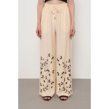 Orfeonegro Kadın Bol Paça Önü Taş Nakış Işlemeli Pantolon