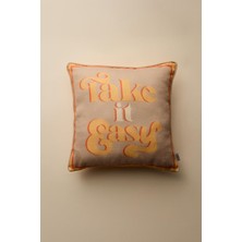 Vanilla Home Take It Easy Baskılı Biye Detaylı Kırlent Kılıfı