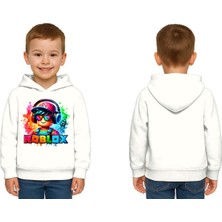 Sedirli Unisex Roblox Baskılı Çocuk Swaetshirt  Baskılı Kapüşonlu 3 Iplik Şardonlu
