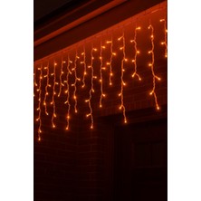 Hazar Led 2 Metre Saçak LED 144 Ledli 16 Saçaklı Eklenebilir IP65 Dış Mekan Sarı (Amber) Dekoratif LED Işık Yılbaşı Süsü