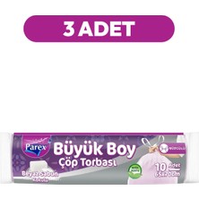 Parex Büzgülü 10'lu Çöp Torbası Beyaz Sabun Kokulu Büyük Boy 65 x 70 cm Üçlü Paket