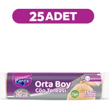 Parex Büzgülü Çöp Torbası Vanilya Kokulu Orta Boy 15'li 55 x 60 cm 25 Paket