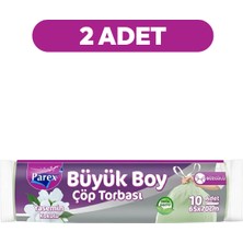 Parex Büzgülü 10'lu Çöp Torbası Yasemin Kokulu Büyük Boy 65 x 70 cm İkili Paket