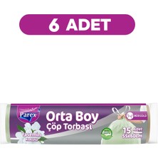 Parex Büzgülü Çöp Torbası Yasemin Kokulu 15'li Orta Boy 55 x 60 cm Altılı Paket