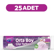 Parex Büzgülü 15'li Çöp Torbası Beyaz Sabun Kokulu Orta Boy 55 x 60 cm 25 Paket