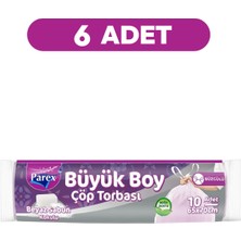 Parex Büzgülü 10'lu Çöp Torbası Beyaz Sabun Kokulu Büyük Boy 65 x 70 cm Altılı Paket