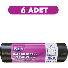 Parex Professional 10'lu Çöp Torbası Hantal Boy 100 x 150 cm Altılı Paket