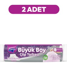Parex Büzgülü 10'lu Çöp Torbası Beyaz Sabun Kokulu Büyük Boy 65 x 70 cm İkili Paket