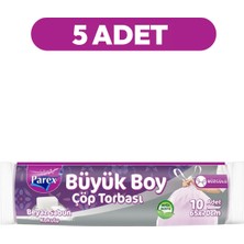 Parex Büzgülü 10'lu Çöp Torbası Beyaz Sabun Kokulu Büyük Boy 65 x 70 cm Beşli Paket