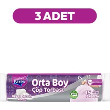 Parex Büzgülü 15'li Çöp Torbası Beyaz Sabun Kokulu Orta Boy 55 x 60 cm Üçlü Paket